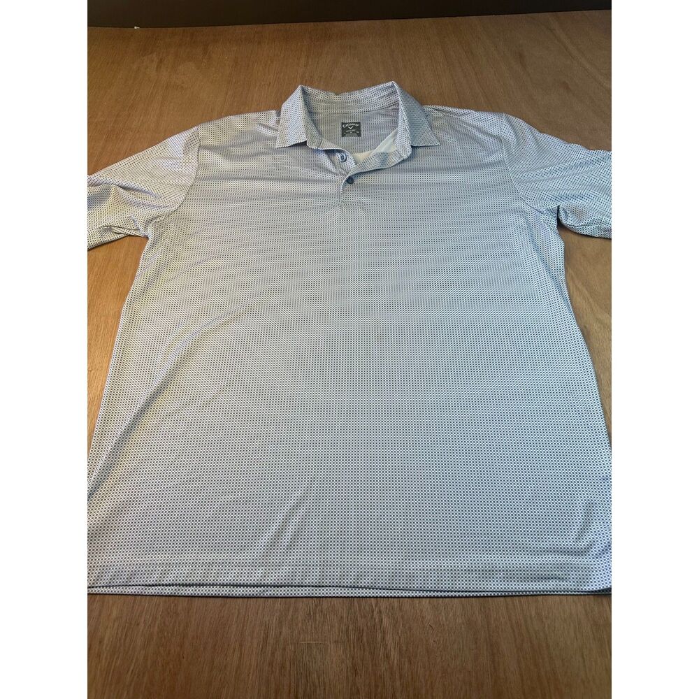 Callaway Men's Opti-Dri Golf Polo White Gray‎ Micro Check Short Sleeve XL